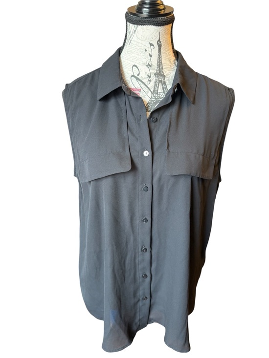 Worthington Tops - Worthington Sleeveless Black Button-Down Shirt